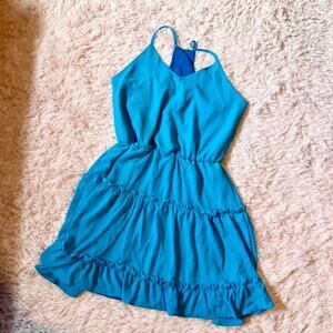 Bright‎ Blue Racerback Tiered Ruffle Fairy Cottage Core Vivid Kidcore Cute Dress